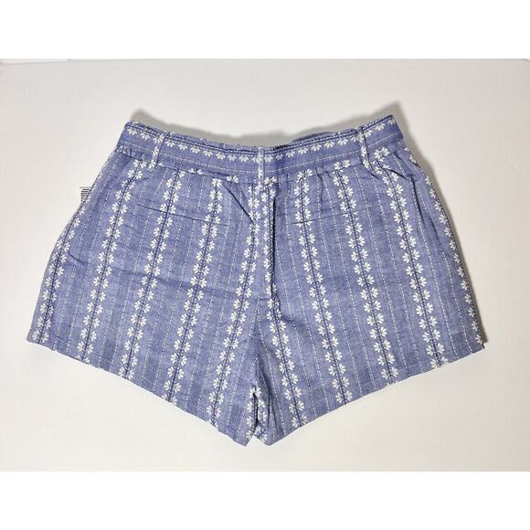 NWT SPLENDID Shorts Women Tie Waist Lined Embroidered Floral Blue Chambray M 6-8 - Picture 2 of 3